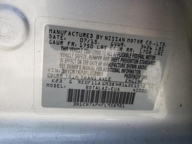 Photo 10 from auction – 2015 NISSAN VERSA with VIN 3N1CN7AP4FL958981