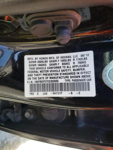 Photo 10 from auction – 2012 HONDA CIVIC LX with VIN 19XFB2F57CE363555