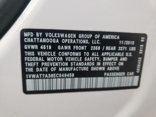 Photo 10 from auction – 2014 VOLKSWAGEN PASSAT S with VIN 1VWAT7A36EC049459