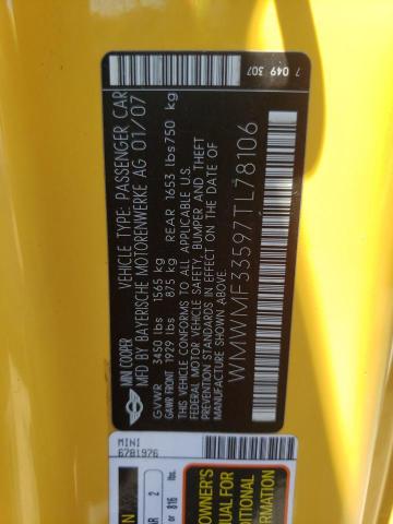 Photo 10 from auction – 2007 MINI COOPER with VIN WMWMF33597TL78106