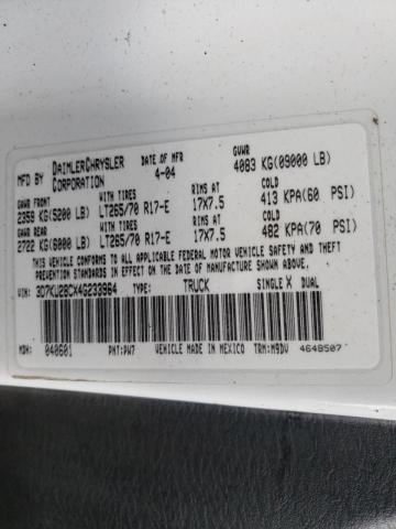 Photo 10 from auction – 2004 DODGE RAM 2500 S with VIN 3D7KU28CX4G233964