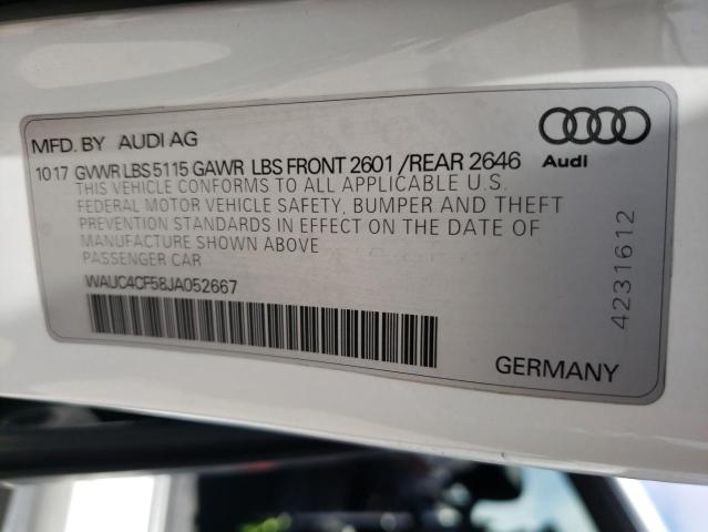 Photo 10 from auction – 2018 AUDI S5 PRESTIG with VIN WAUC4CF58JA052667