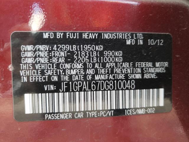 Photo 10 from auction – 2013 SUBARU IMPREZA SP with VIN JF1GPAL67DG810048
