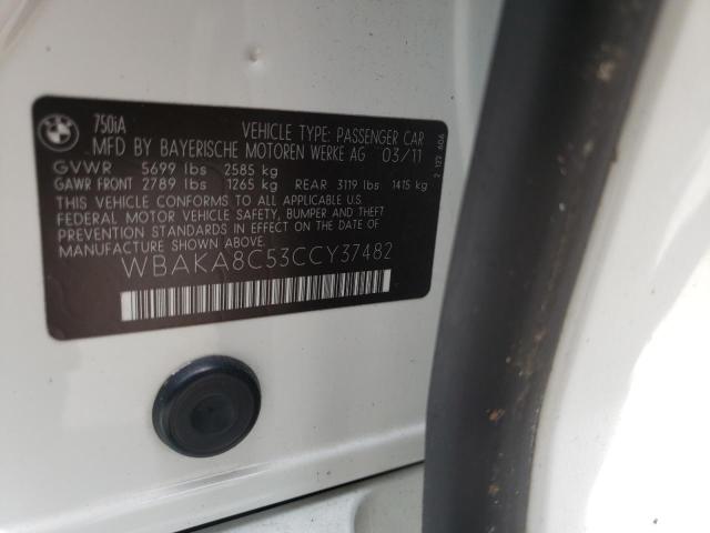 Photo 10 from auction – 2012 BMW 750 I with VIN WBAKA8C53CCY37482