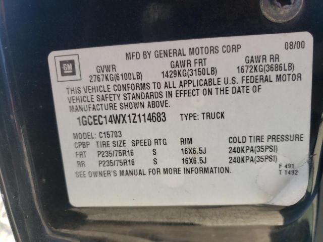 Photo 10 from auction – 2001 CHEVROLET SILVERADO with VIN 1GCEC14WX1Z114683