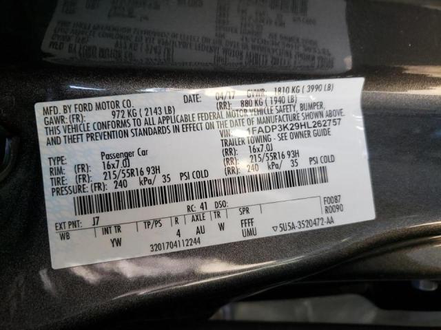 Photo 10 from auction – 2017 FORD FOCUS SE with VIN 1FADP3K29HL262757