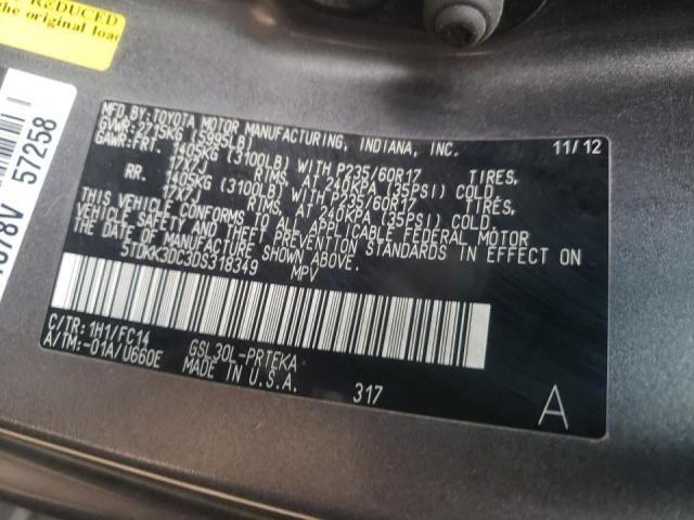 Photo 10 from auction – 2013 TOYOTA SIENNA LE with VIN 5TDKK3DC3DS318349
