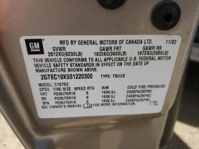 Photo 10 from auction – 2003 GMC NEW SIERRA with VIN 2GTEC19X931220300