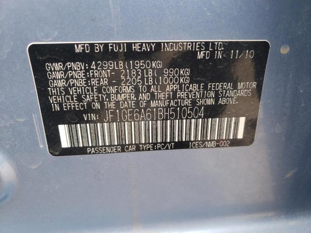 Photo 10 from auction – 2011 SUBARU IMPREZA 2. with VIN JF1GE6A61BH510504