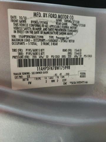 Photo 10 from auction – 2011 FORD FOCUS SE with VIN 1FAHP3FN7BW175998