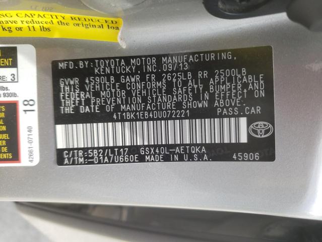 Photo 10 from auction – 2013 TOYOTA AVALON BAS with VIN 4T1BK1EB4DU072221