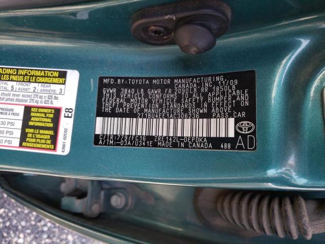 Zdjęcie 10 z aukcji – 2010 TOYOTA COROLLA BA z VIN 2T1BU4EE1AC306236