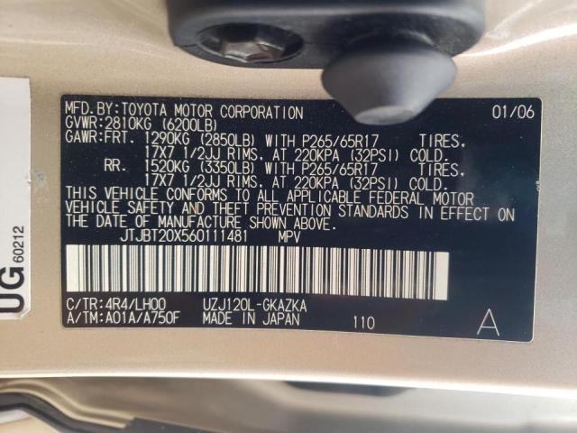 Photo 10 from auction – 2006 LEXUS GX 470 with VIN JTJBT20X560111481