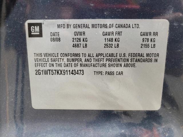 Photo 10 from auction – 2009 CHEVROLET IMPALA 1LT with VIN 2G1WT57KX91143473