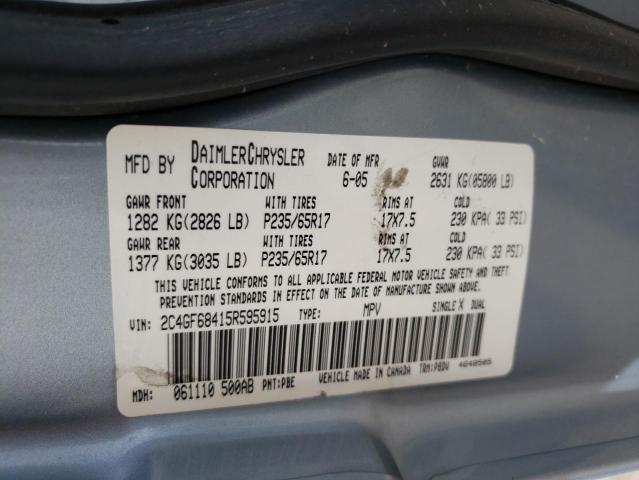 Photo 10 from auction – 2005 CHRYSLER PACIFICA T with VIN 2C4GF68415R595915
