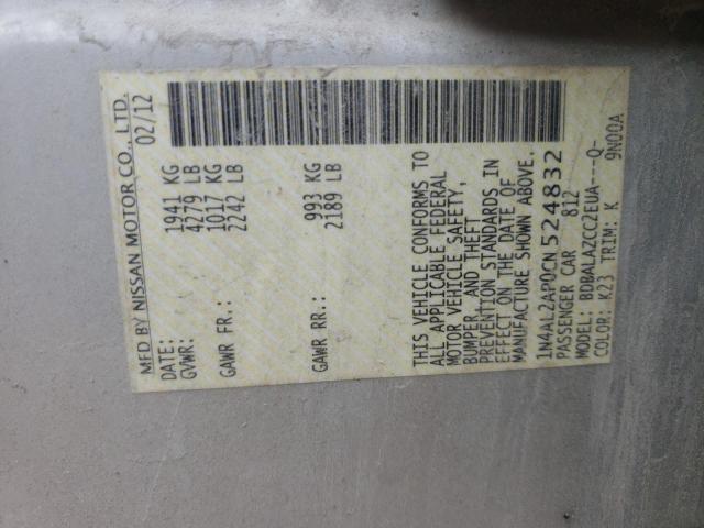 Photo 10 from auction – 2012 NISSAN ALTIMA BAS with VIN 1N4AL2AP0CN524832