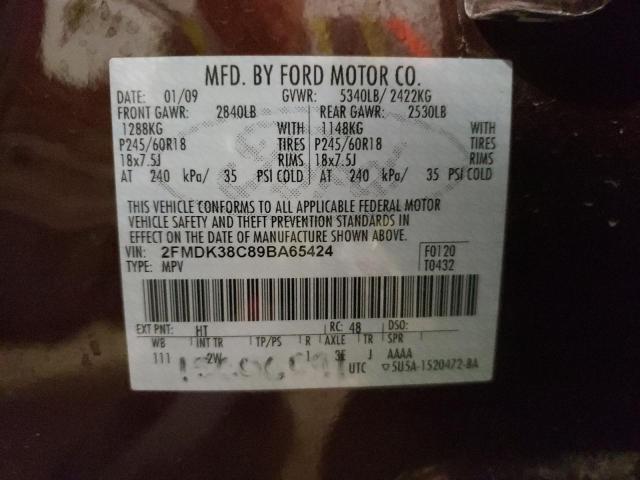 Photo 10 from auction – 2009 FORD EDGE SEL with VIN 2FMDK38C89BA65424