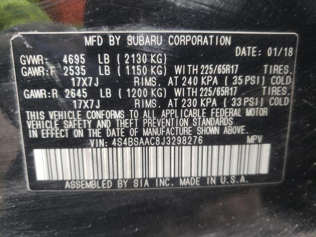 Photo 10 from auction – 2018 SUBARU OUTBACK 2. with VIN 4S4BSAAC8J3298276