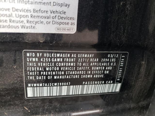 Photo 10 from auction – 2012 VOLKSWAGEN GOLF with VIN WVWNM7AJ2CW299647