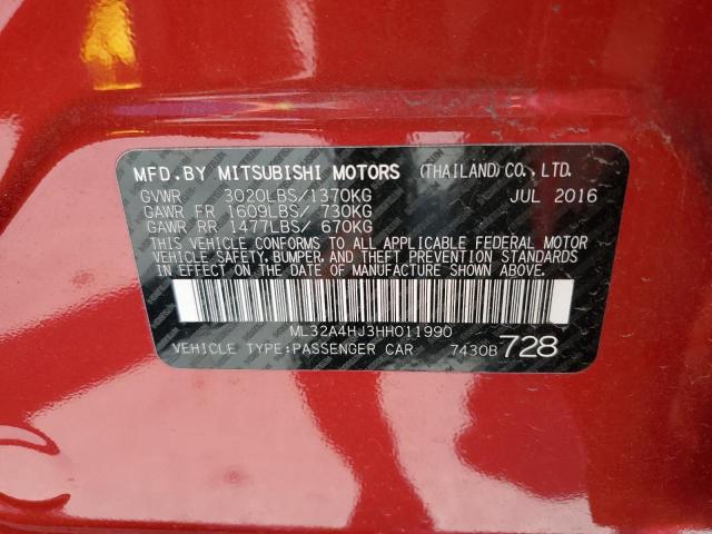 Photo 10 from auction – 2017 MITSUBISHI MIRAGE SE with VIN ML32A4HJ3HH011990