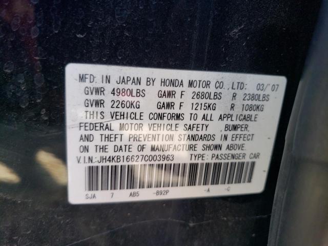 Photo 10 from auction – 2007 ACURA RL with VIN JH4KB16627C003963