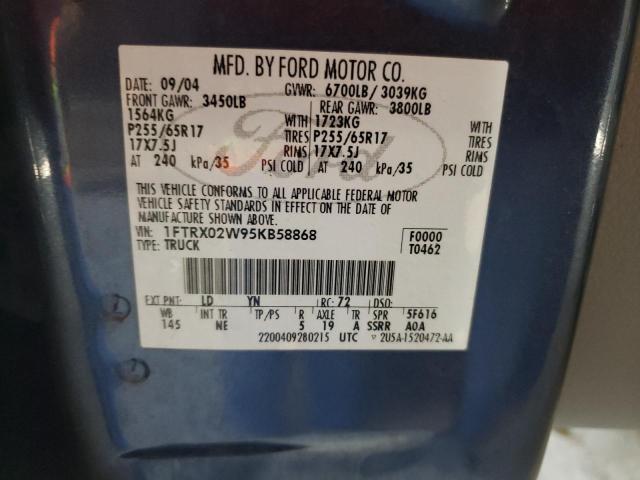 Photo 10 from auction – 2005 FORD F150 with VIN 1FTRX02W95KB58868