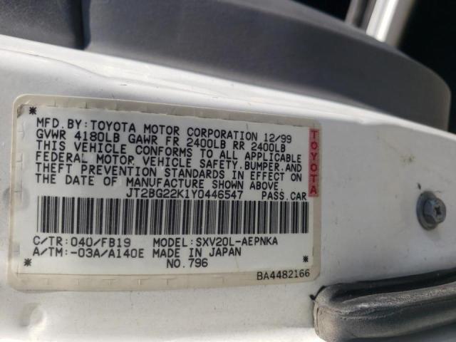 Photo 10 from auction – 2000 TOYOTA CAMRY with VIN JT2BG22K1Y0446547