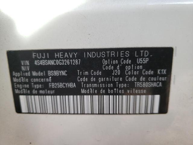 Photo 10 from auction – 2016 SUBARU OUTBACK 2. with VIN 4S4BSANC0G3261287