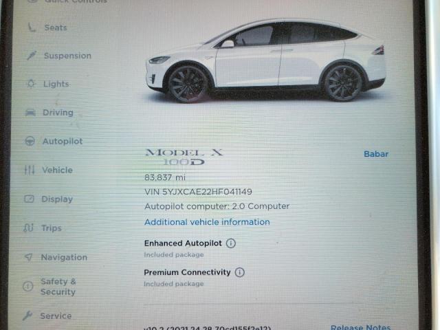 Photo 8 from auction – 2017 TESLA MODEL X with VIN 5YJXCAE22HF041149