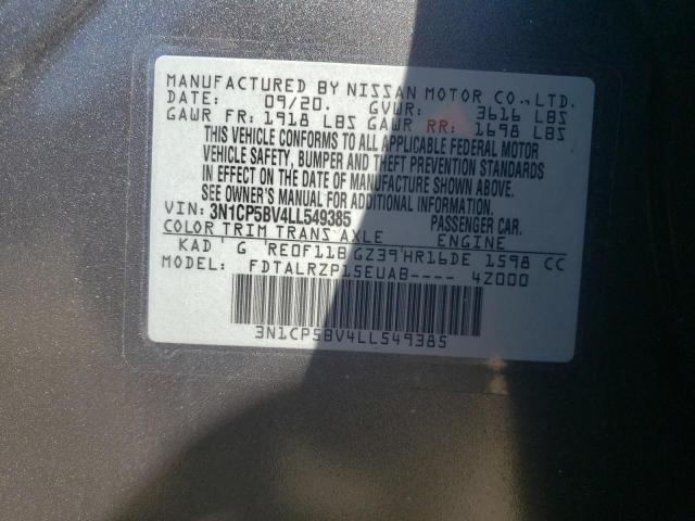 Photo 10 from auction – 2020 NISSAN KICKS S with VIN 3N1CP5BV4LL549385