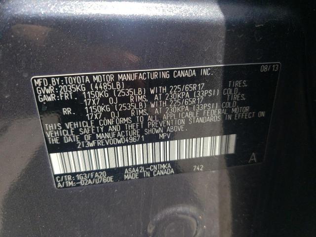 Photo 10 from auction – 2013 TOYOTA RAV4 XLE with VIN 2T3WFREV0DW049671