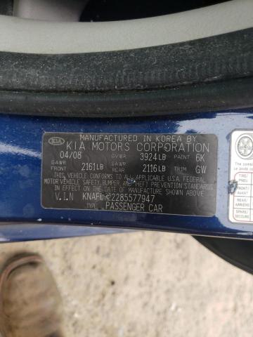 Photo 10 from auction – 2008 KIA SPECTRA EX with VIN KNAFE122285577947