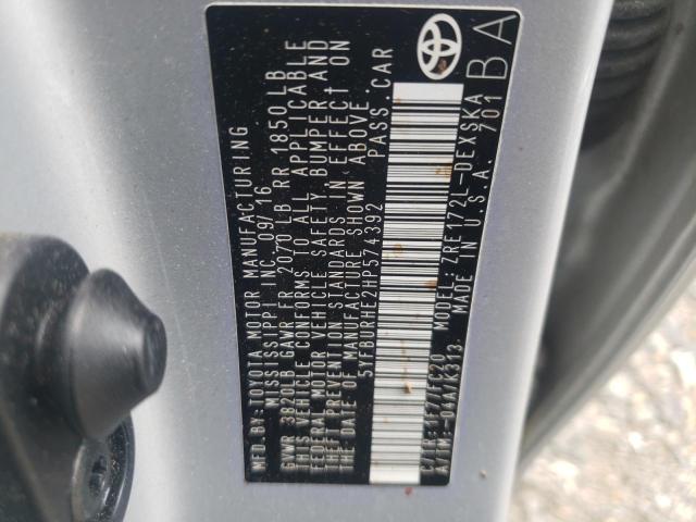 Photo 10 from auction – 2017 TOYOTA COROLLA L with VIN 5YFBURHE2HP574392