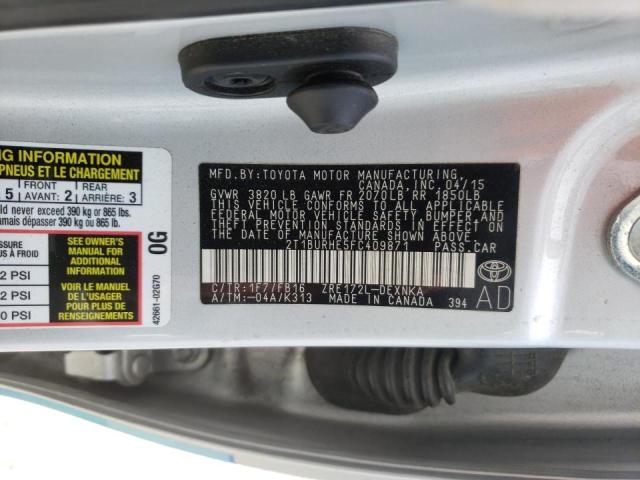 Photo 10 from auction – 2015 TOYOTA COROLLA L with VIN 2T1BURHE5FC409871