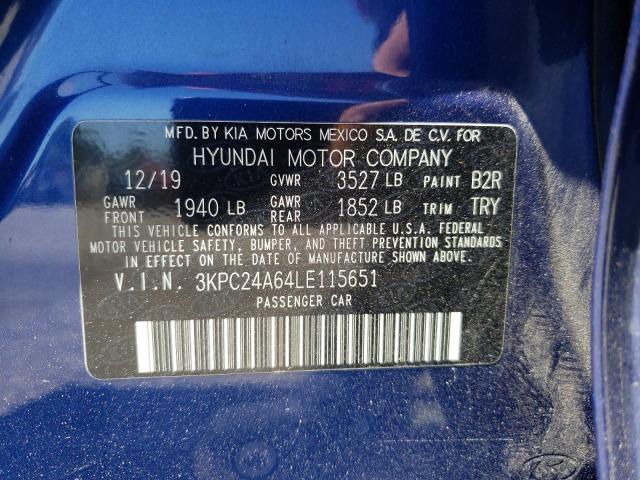 Photo 10 from auction – 2020 HYUNDAI ACCENT SE with VIN 3KPC24A64LE115651
