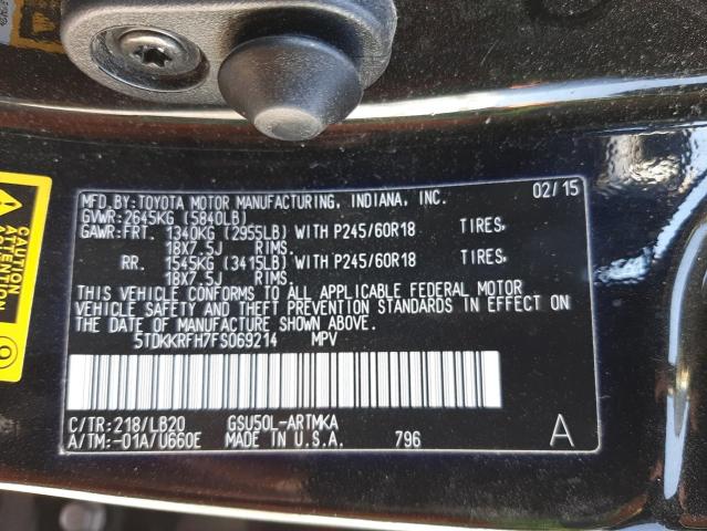 Foto 10 de la subasta – 2015 TOYOTA HIGHLANDER con VIN 5TDKKRFH7FS069214