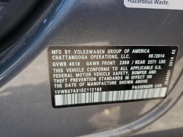 Photo 10 from auction – 2014 VOLKSWAGEN PASSAT SE with VIN 1VWBS7A31EC112183