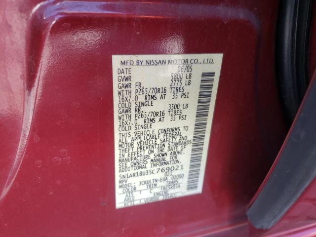 Photo 10 from auction – 2005 NISSAN PATHFINDER with VIN 5N1AR18U35C769021