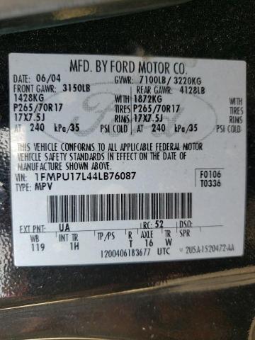 Photo 10 from auction – 2004 FORD EXPEDITION with VIN 1FMPU17L44LB76087
