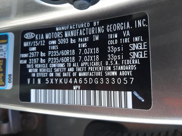 Photo 10 from auction – 2013 KIA SORENTO EX with VIN 5XYKU4A65DG333057