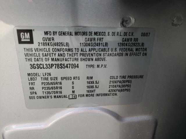 Photo 10 from auction – 2008 SATURN VUE XE with VIN 3GSCL33P78S547094