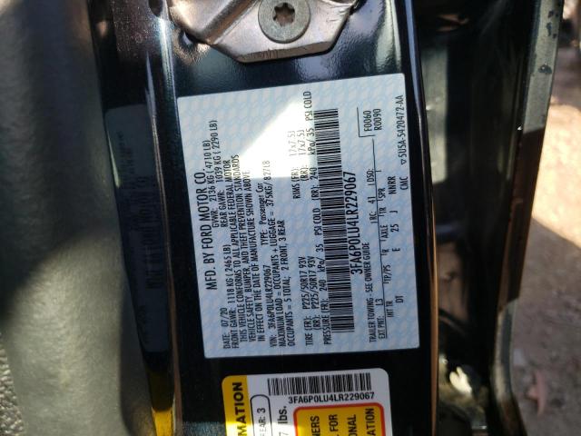 Photo 10 from auction – 2020 FORD FUSION SE with VIN 3FA6P0LU4LR229067