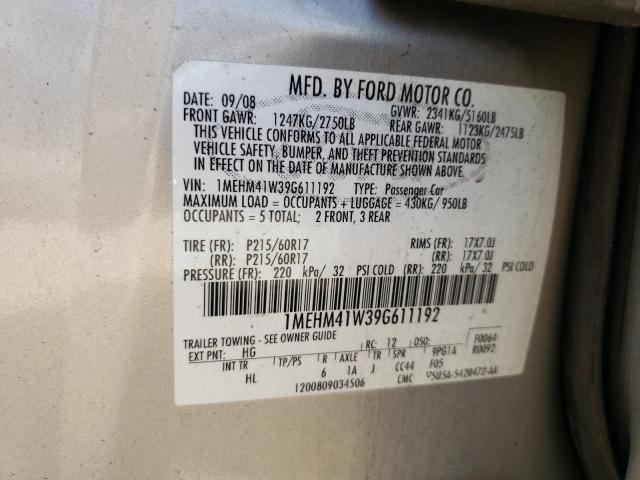 Photo 10 from auction – 2009 MERCURY SABLE with VIN 1MEHM41W39G611192