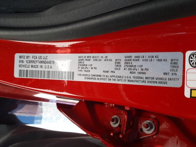 Photo 10 from auction – 2021 RAM 1500 BIG H with VIN 1C6RREFT4MN544819