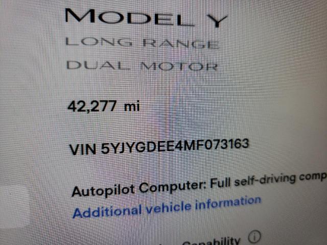 Photo 8 from auction – 2021 TESLA MODEL Y with VIN 5YJYGDEE4MF073163