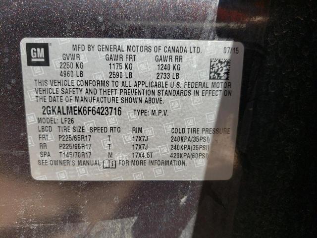 Photo 10 from auction – 2015 GMC TERRAIN SL with VIN 2GKALMEK6F6423716
