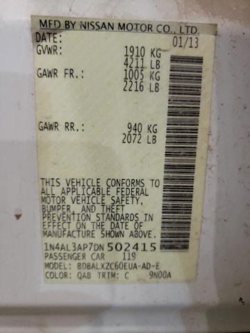 Photo 10 from auction – 2013 NISSAN ALTIMA 2.5 with VIN 1N4AL3AP7DN502415