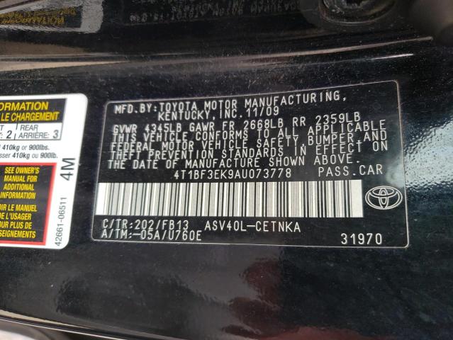Photo 10 from auction – 2010 TOYOTA CAMRY BASE with VIN 4T1BF3EK9AU073778