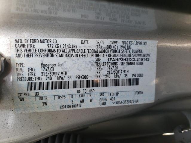Photo 10 from auction – 2012 FORD FOCUS SEL with VIN 1FAHP3H2XCL219143
