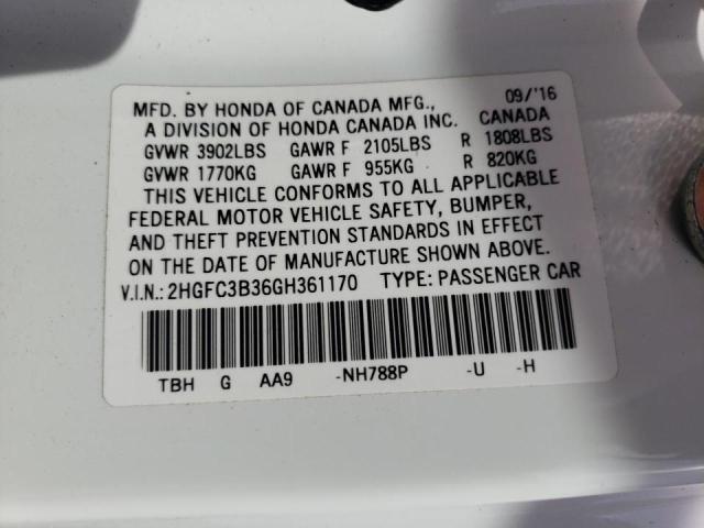 Photo 10 from auction – 2016 HONDA CIVIC EX with VIN 2HGFC3B36GH361170